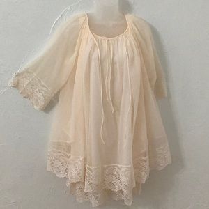 Vintage Paper Union Label Shear lace trim Nylon mini slip dress & Robe SZ S EUC